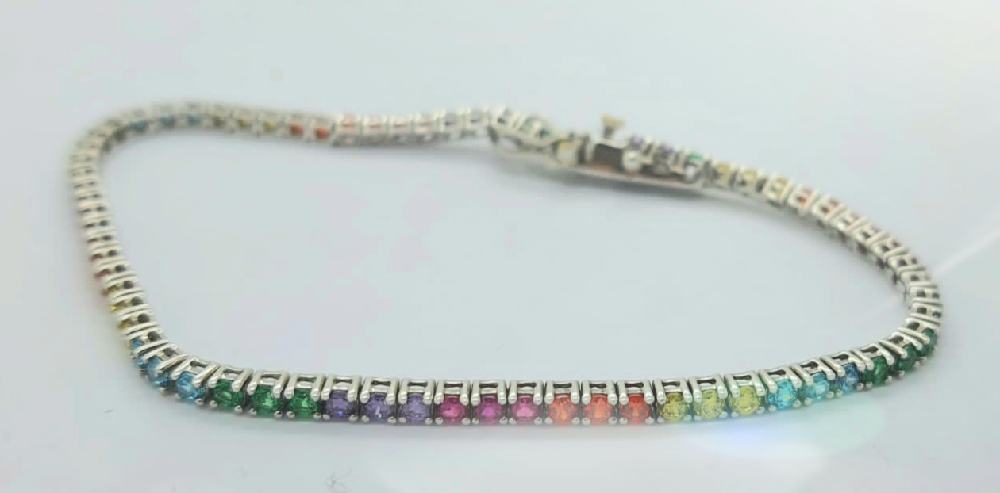 orafo roma bracciale tennis arcobaleno rainbow 